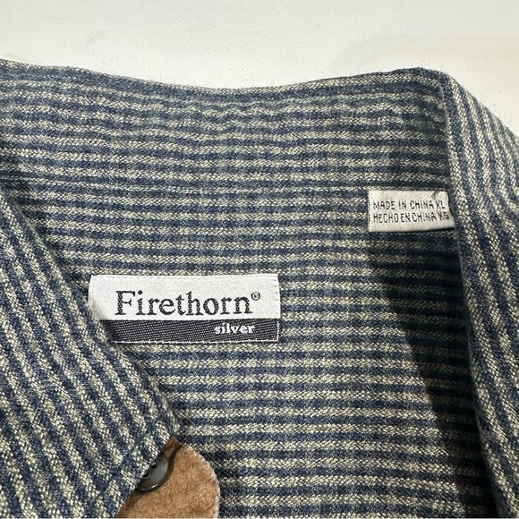 Vintage Firethorn Silver Wool Blend With Leather Trim Blue Button Down size XL - Picture 2 of 4